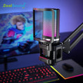 Microfono condensador USB RGB brazo articulado podcast streaming gaming