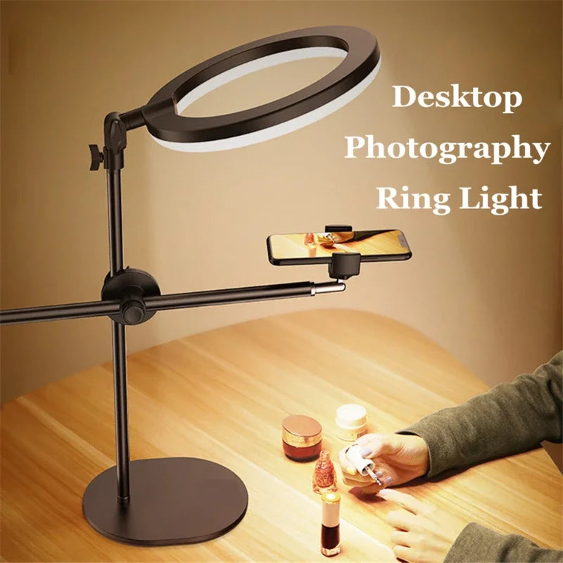Ring light LED soporte celular escritorio streaming