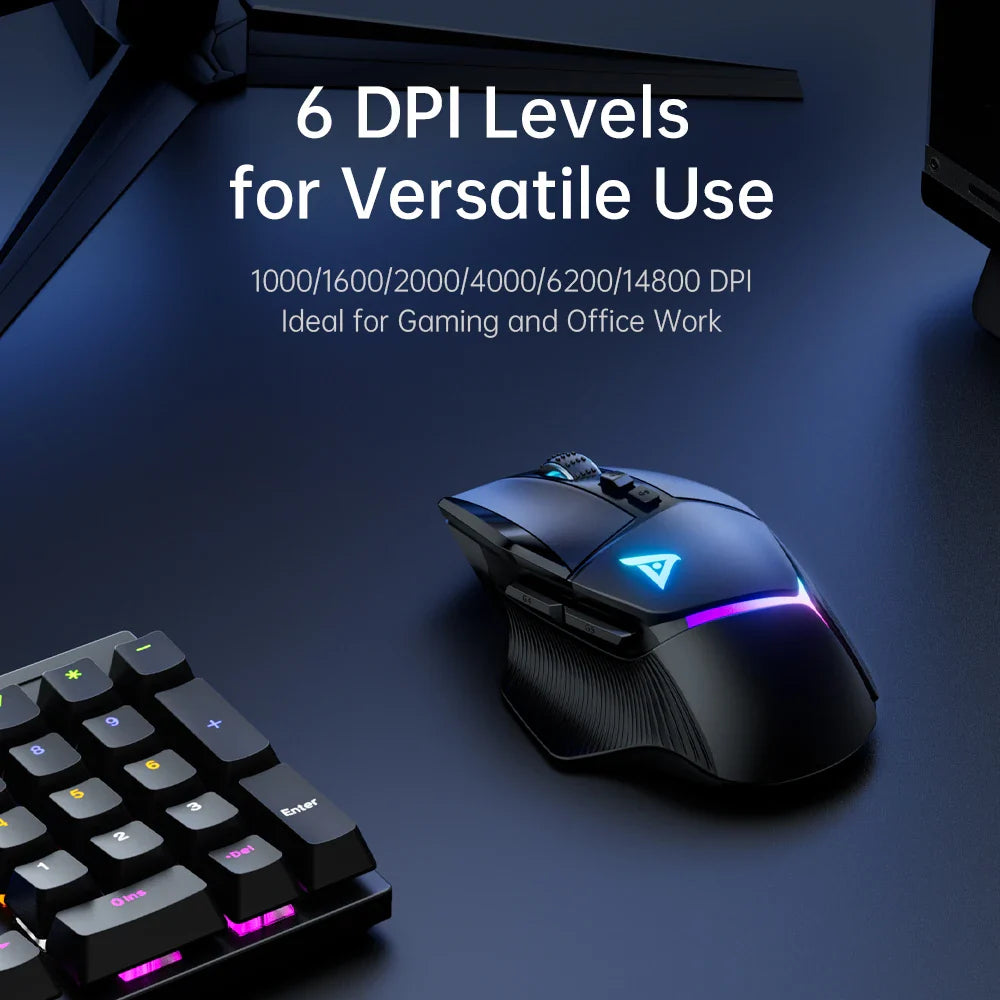 Mouse gaming RGB inalambrico lateral botones programables