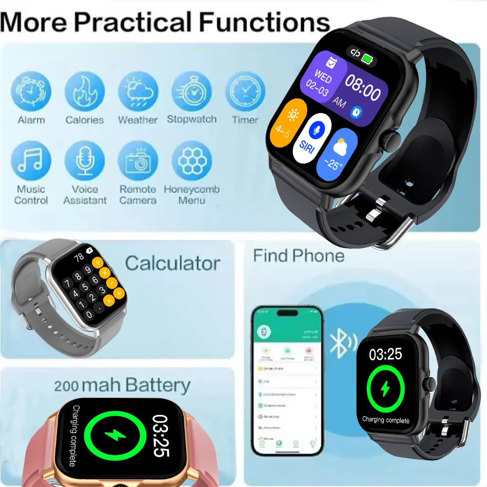 Smartwatch hombre mujer deporte bluetooth pantalla full touch
