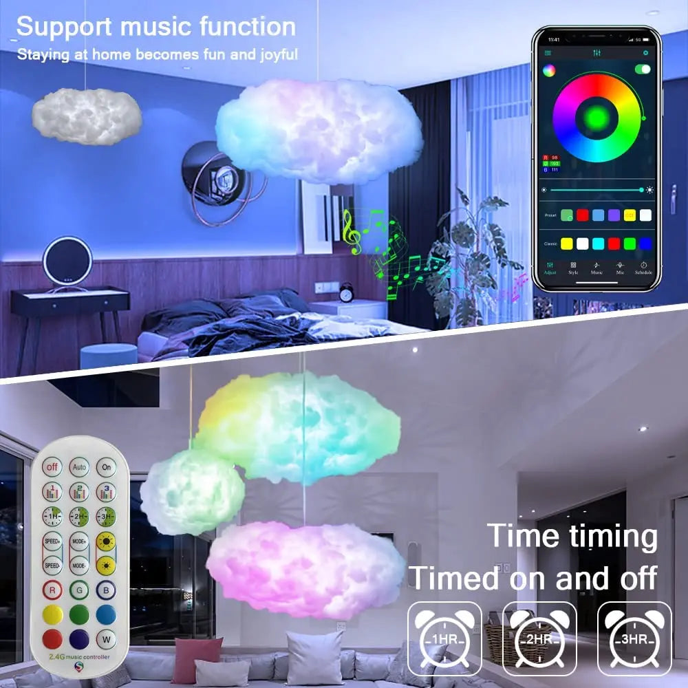 Lampara nube lluvia relampago 3D cloud rain lamp decoracion