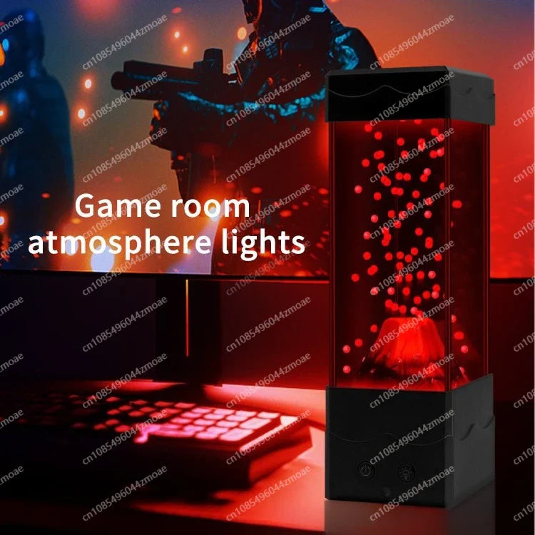 Lampara lava negro rojo volcanes ambiente diferente angulo