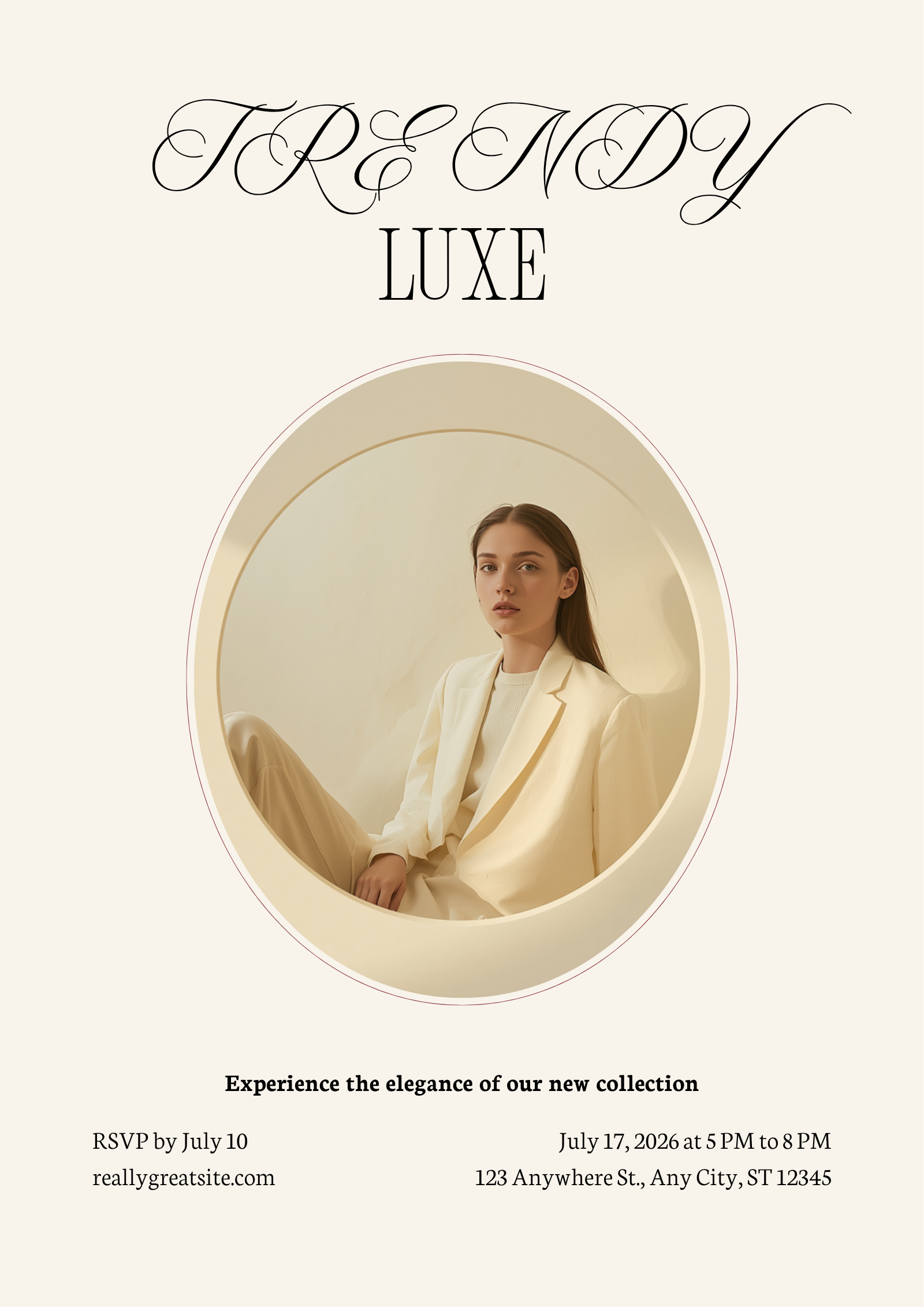 Trendy Luxe hero campaign - white and gold minimalist